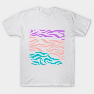 Violet Pink Blue wavy pattern in Whte T-Shirt